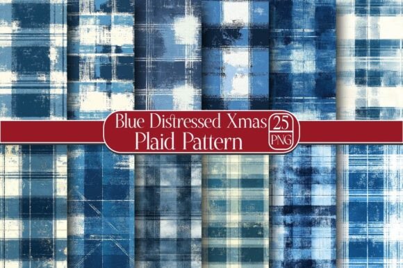 Blue Distressed Xmas Plaid Pattern: A Versatile Design for Creative Projects
