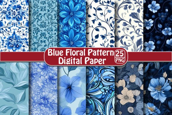 Blue Floral Pattern: A Versatile Design for Creative and Commercial Use