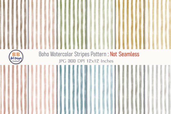 Boho Watercolor Stripes Pattern Paper: A Versatile Digital Design for Creative Projects