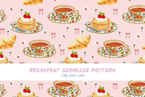 Cute Breakfast Seamless Vector Pattern