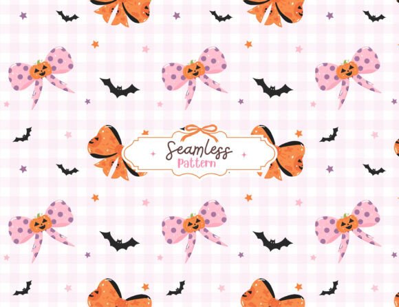 Cute Halloween Bows and Bats Seamless: A Spooky but Stylish Choice for Your Projects