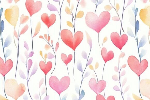 Delicate Watercolor Hearts and Floral: A Versatile Design for Creative Projects