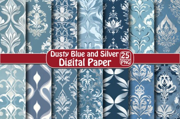 Dusty Blue and Silver Pattern – Stylish Design Assets