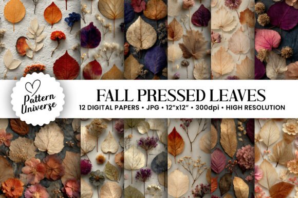 Fall Pressed Leaves Digital Paper