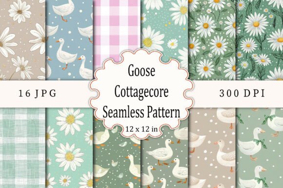 Goose Cottagecore Seamless Pattern for Creative Projects