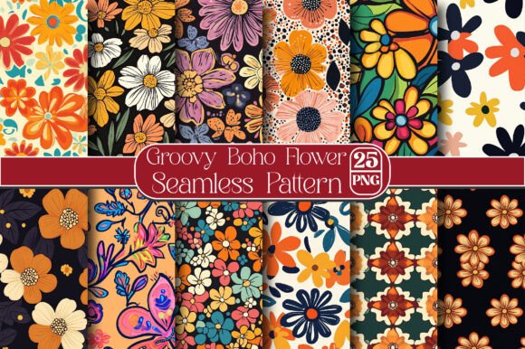 Groovy Boho Flower Seamless Pattern: A Versatile Design for Creative Workflows