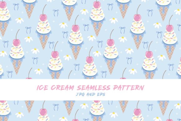Ice Cream Seamless Vector Pattern