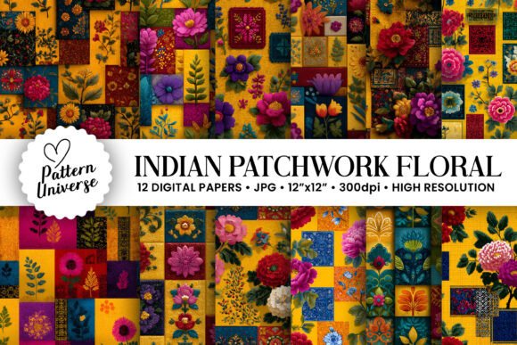 Indian Patchwork Flowers Digital Paper: A Strategic Tool for Creative and Business Projects