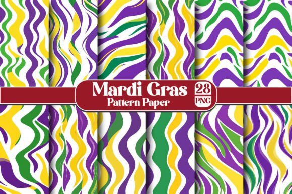 Mardi Gras Pattern Paper, Png