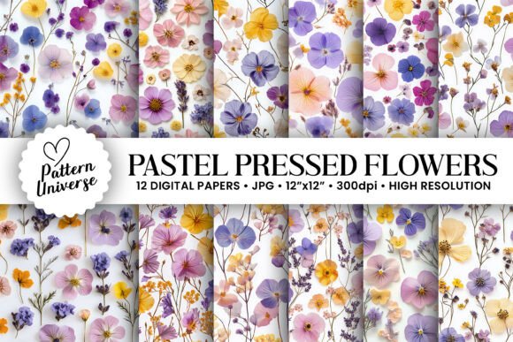 Pastel Pressed Floral Seamless Pattern for Creative Projects
