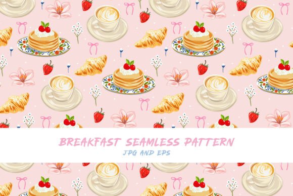 Seamless Cute Pink Breakfast Pattern: A Delightful Addition to Summer Textiles and Cozy Decor