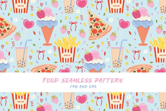 Seamless Fast Food Vector Pattern: A Cute and Versatile Design for Creative Projects