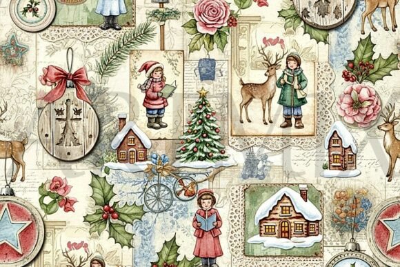 Shabby Chic Country Christmas Pattern: A Nostalgic Holiday Design