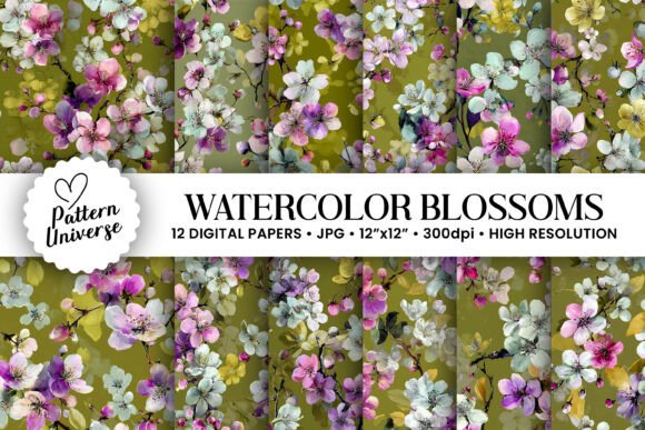 Watercolor Cherry Blossoms Digital Paper: A Versatile Asset for Modern Creators