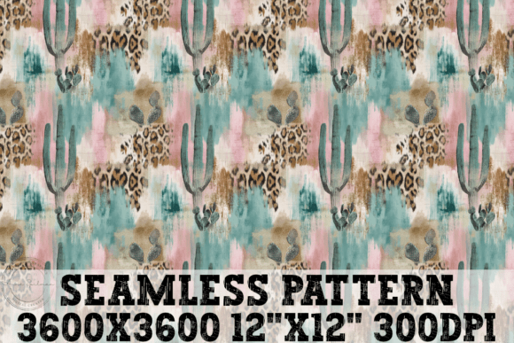 Western Cheetah Desert Seamless Pattern